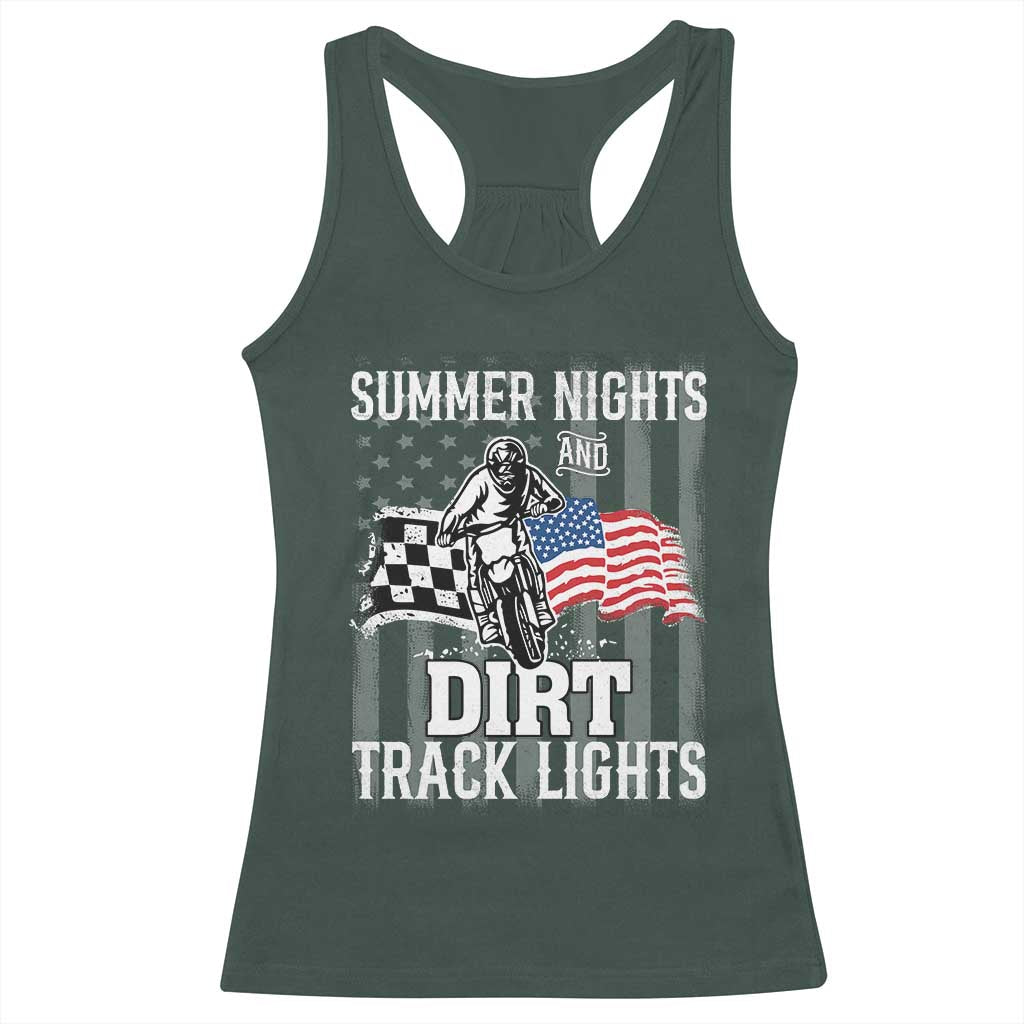 Dirt Bike Racerback Tank Top Summer Nights Dirt Track Lights Racing