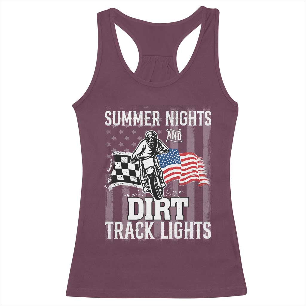 Dirt Bike Racerback Tank Top Summer Nights Dirt Track Lights Racing