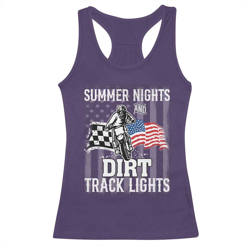 Dirt Bike Racerback Tank Top Summer Nights Dirt Track Lights Racing