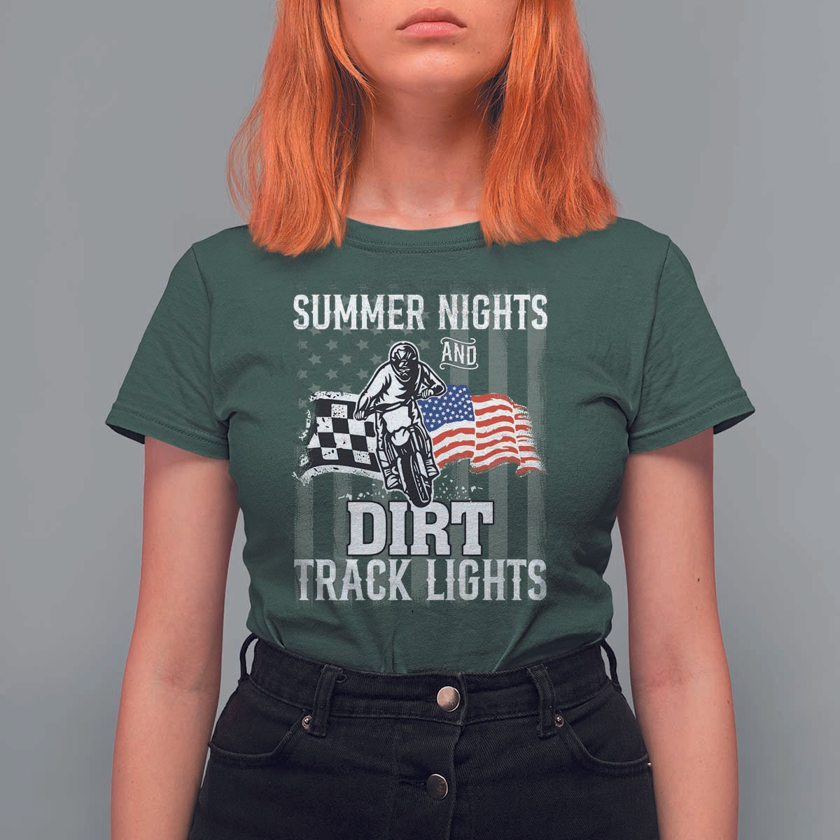 Dirt Bike T Shirt For Women Summer Nights Dirt Track Lights Racing