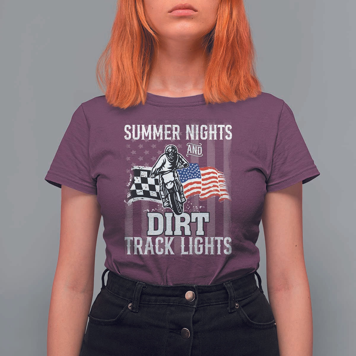 Dirt Bike T Shirt For Women Summer Nights Dirt Track Lights Racing