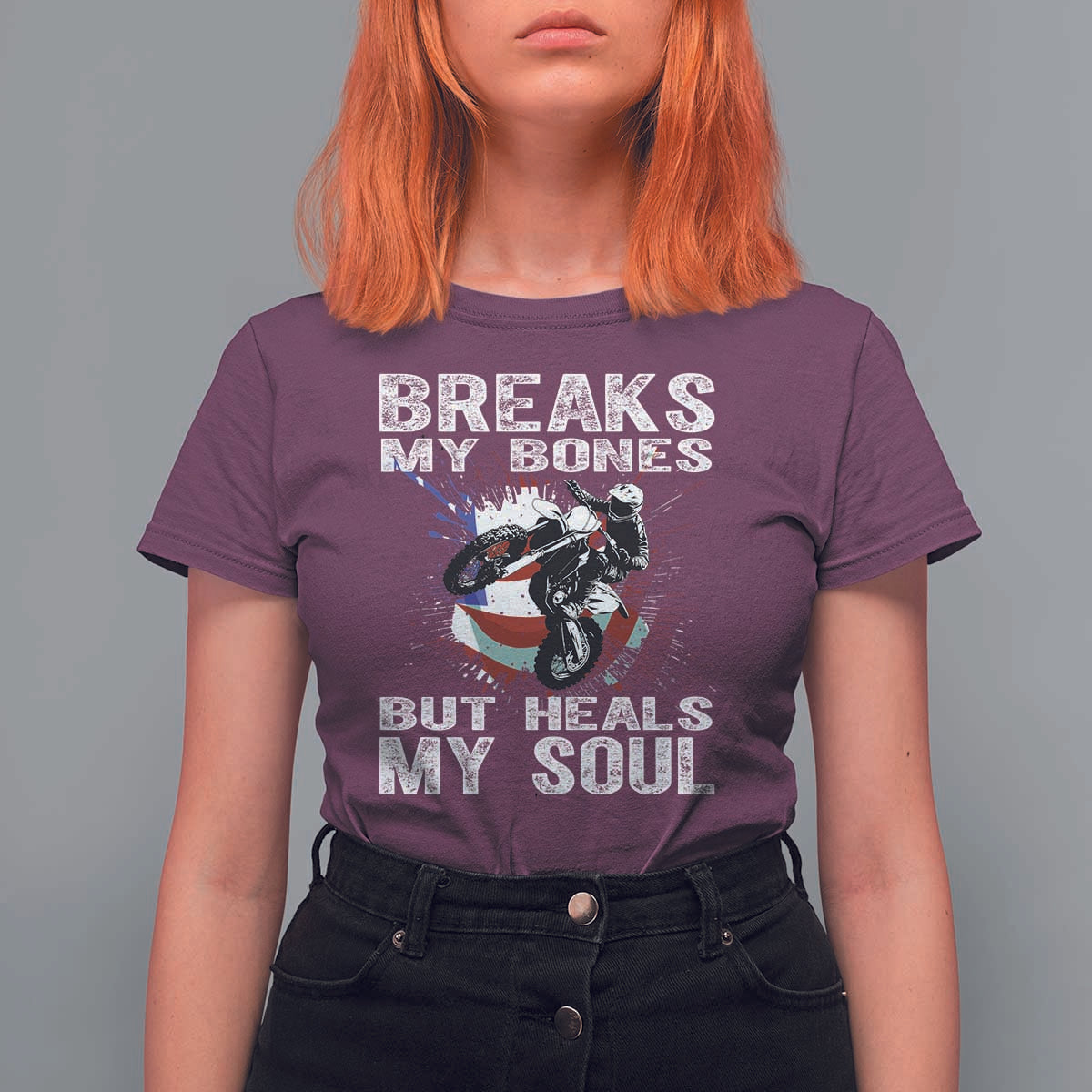 Dirt Bike T Shirt For Women Breaks My Bones But Heals My Soul