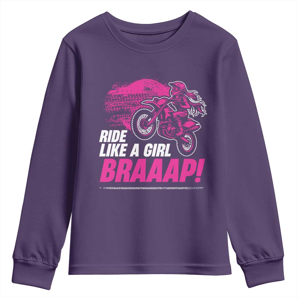 Dirt Bike Girl Youth Sweatshirt Braaap Like A Girl