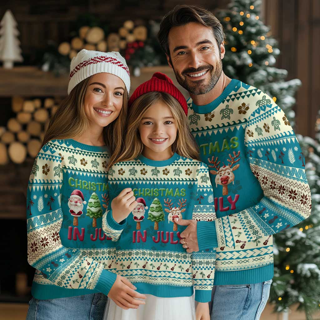 Tropical Xmas Ugly Christmas Sweater Ice Cream Santa Christmas Tree Reindeer - Wonder Print Shop