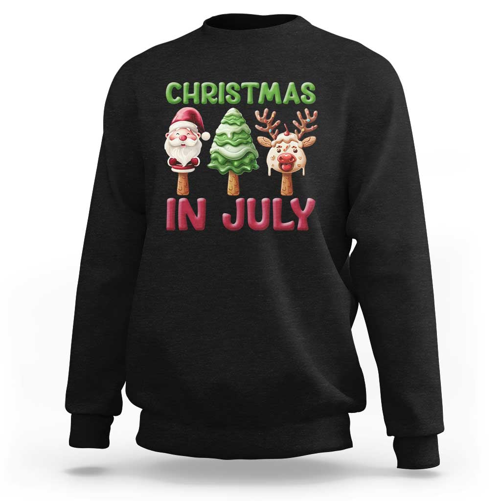 Christmas In July Sweatshirt Ice Cream Santa Christmas Tree Reindeer - Wonder Print Shop