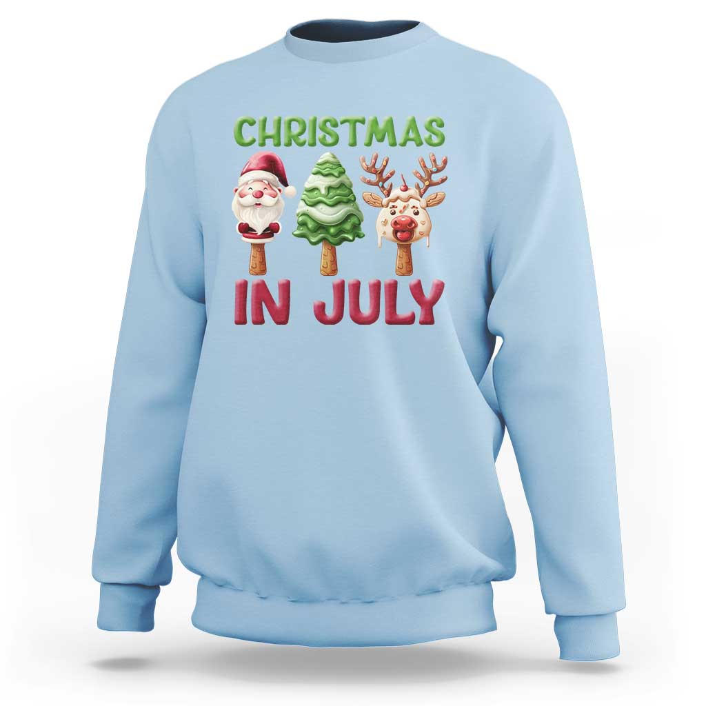 Christmas In July Sweatshirt Ice Cream Santa Christmas Tree Reindeer - Wonder Print Shop