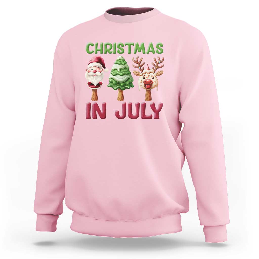 Christmas In July Sweatshirt Ice Cream Santa Christmas Tree Reindeer - Wonder Print Shop