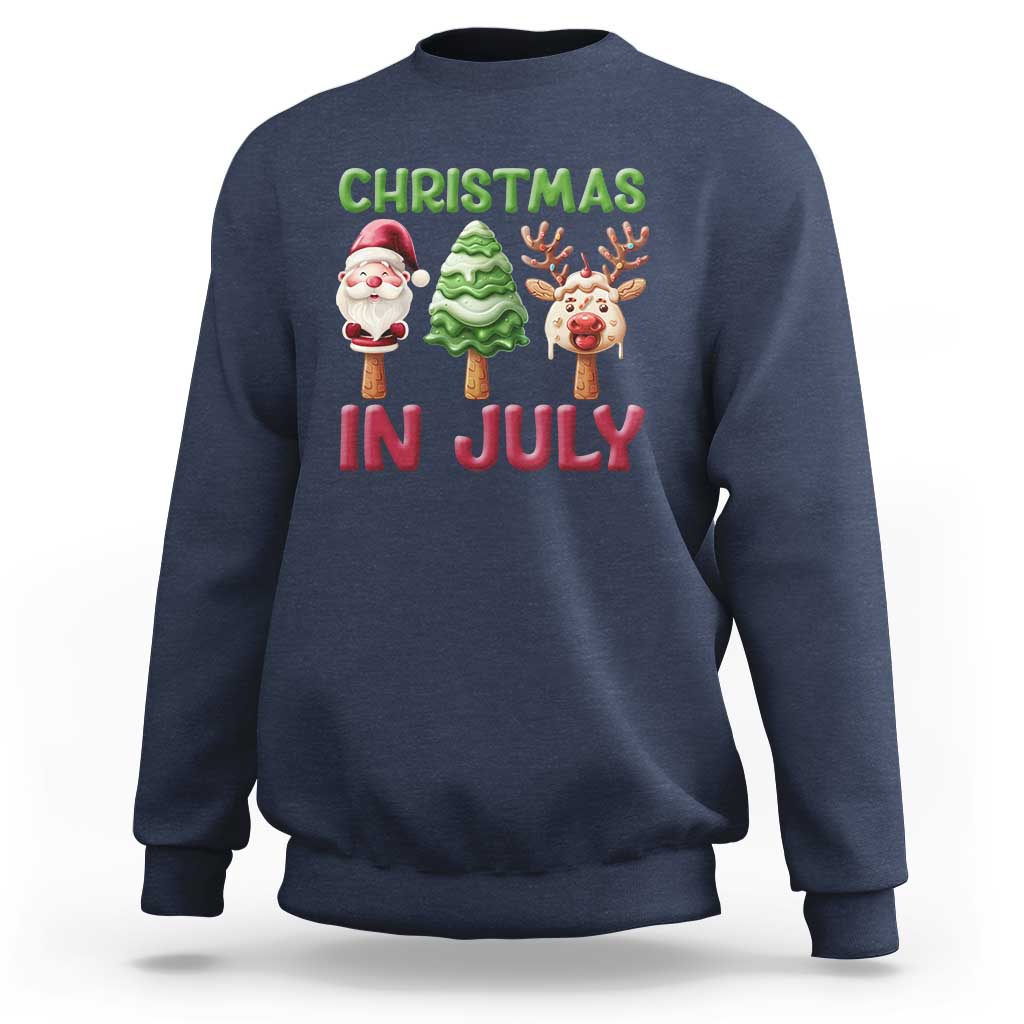 Christmas In July Sweatshirt Ice Cream Santa Christmas Tree Reindeer - Wonder Print Shop
