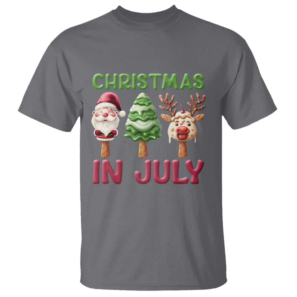 Christmas In July T Shirt Ice Cream Santa Christmas Tree Reindeer - Wonder Print Shop
