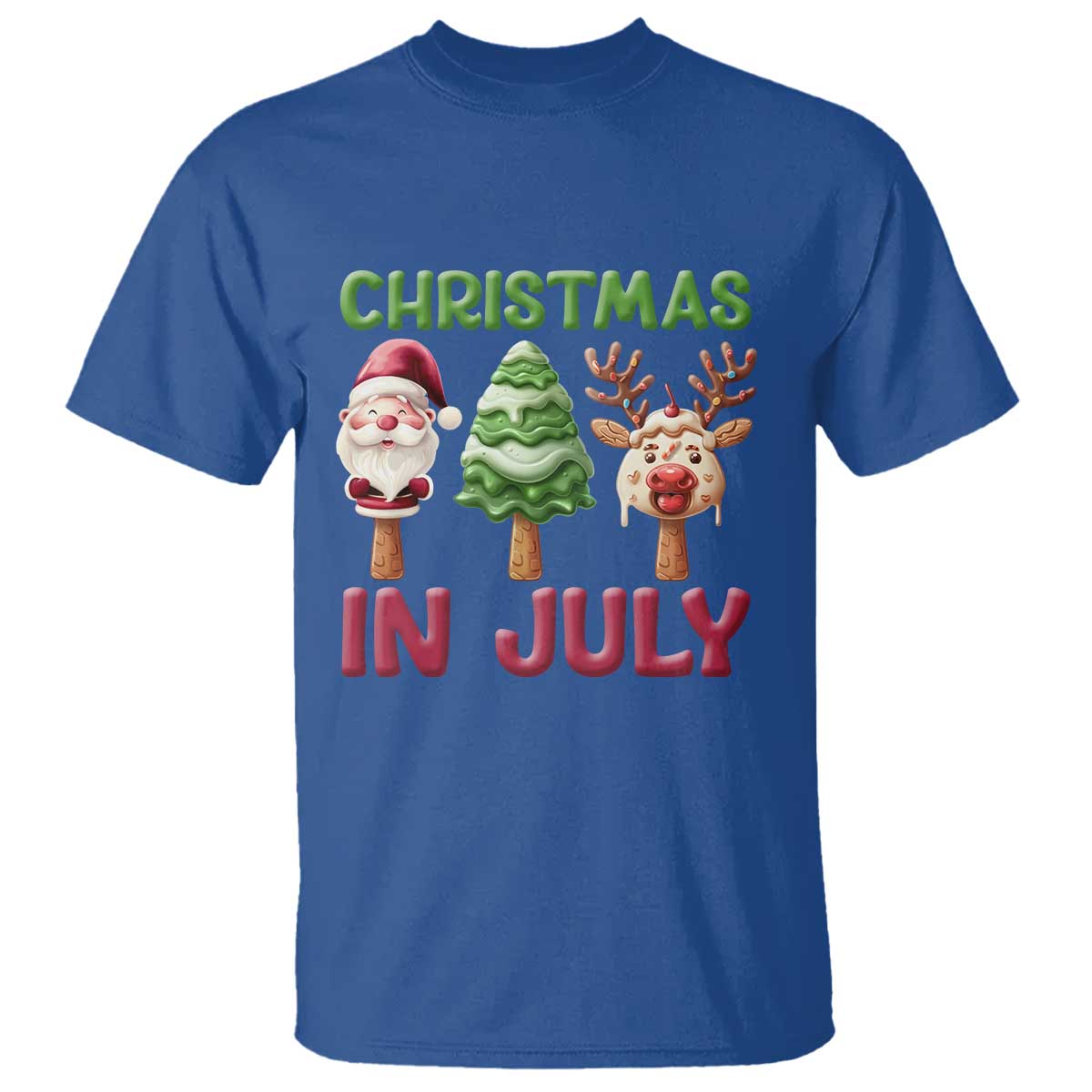 Christmas In July T Shirt Ice Cream Santa Christmas Tree Reindeer - Wonder Print Shop