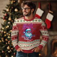 Tropical Xmas Ugly Christmas Sweater Retro Santa Feelin' Ho Ho Hot - Wonder Print Shop