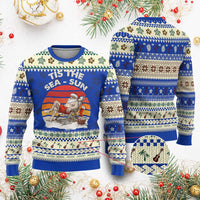 Tropical Xmas Ugly Christmas Sweater Tis The Sea Sun Santa At The Beach - Wonder Print Shop