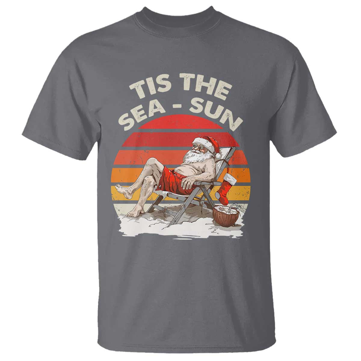 Funny Christmas In July T Shirt Tis The Sea Sun Santa At The Beach - Wonder Print Shop