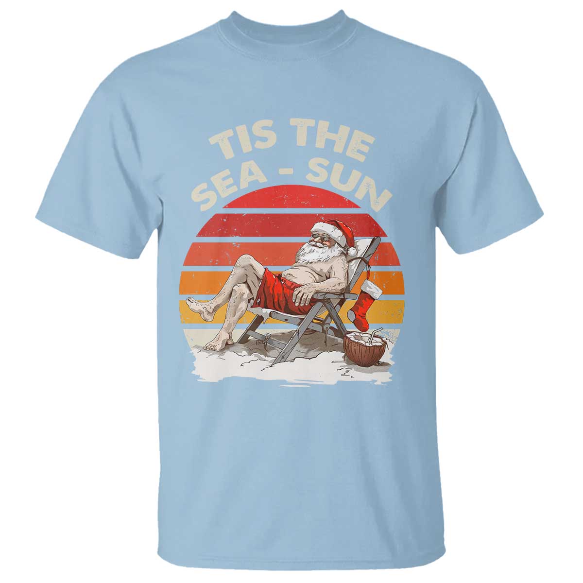 Funny Christmas In July T Shirt Tis The Sea Sun Santa At The Beach - Wonder Print Shop