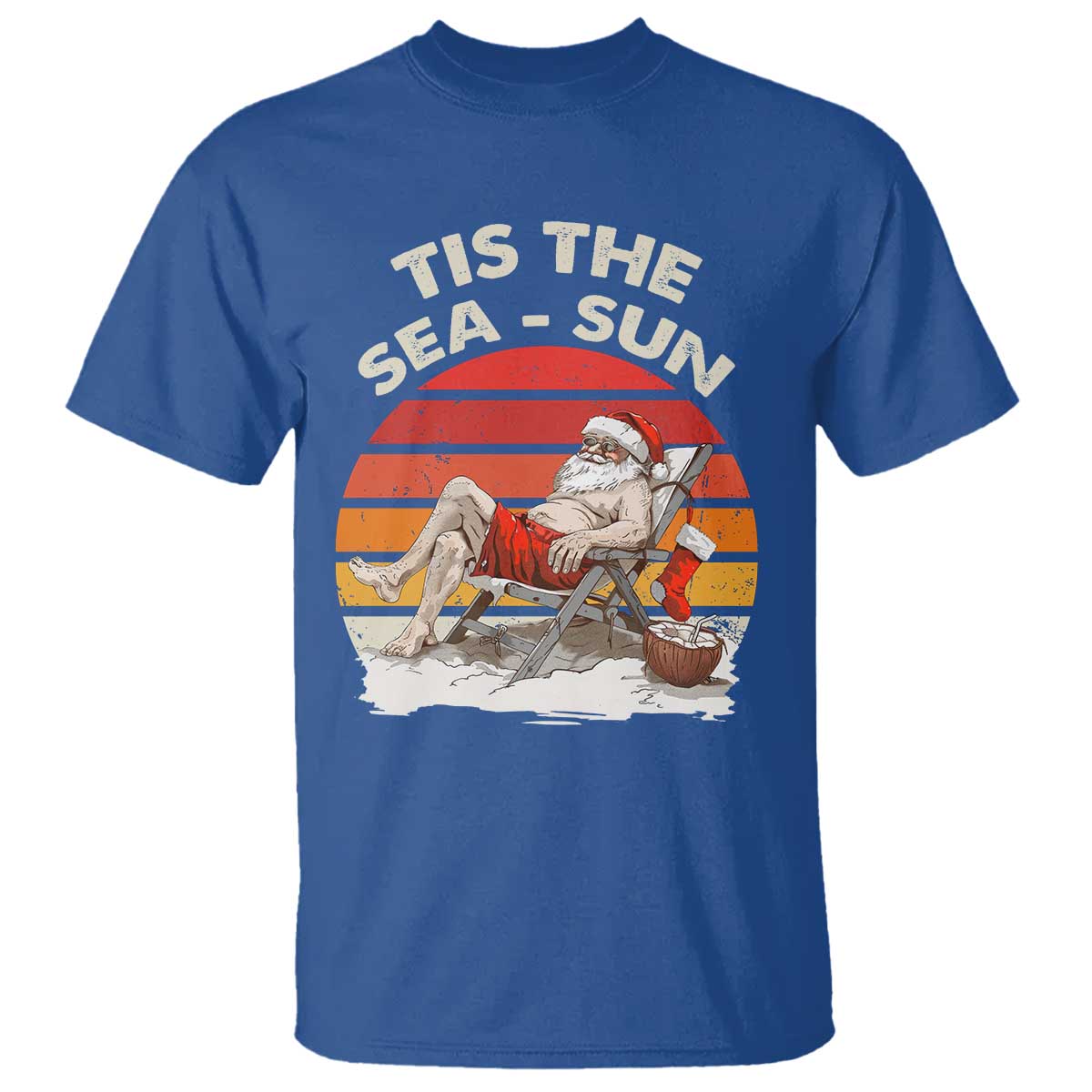 Funny Christmas In July T Shirt Tis The Sea Sun Santa At The Beach - Wonder Print Shop