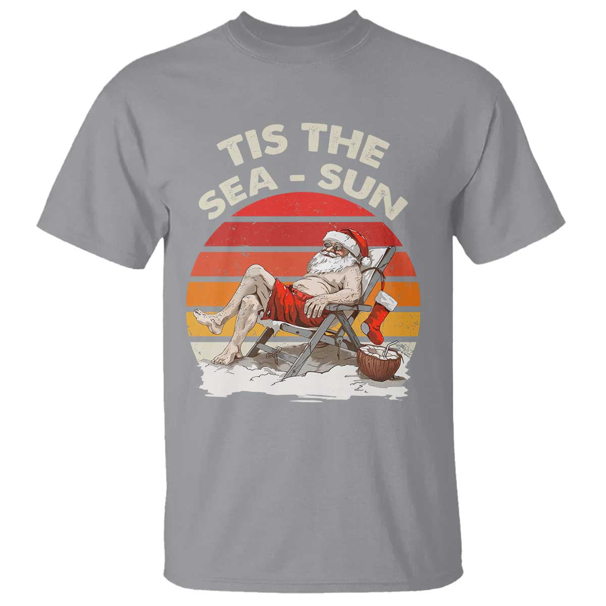Funny Christmas In July T Shirt Tis The Sea Sun Santa At The Beach - Wonder Print Shop