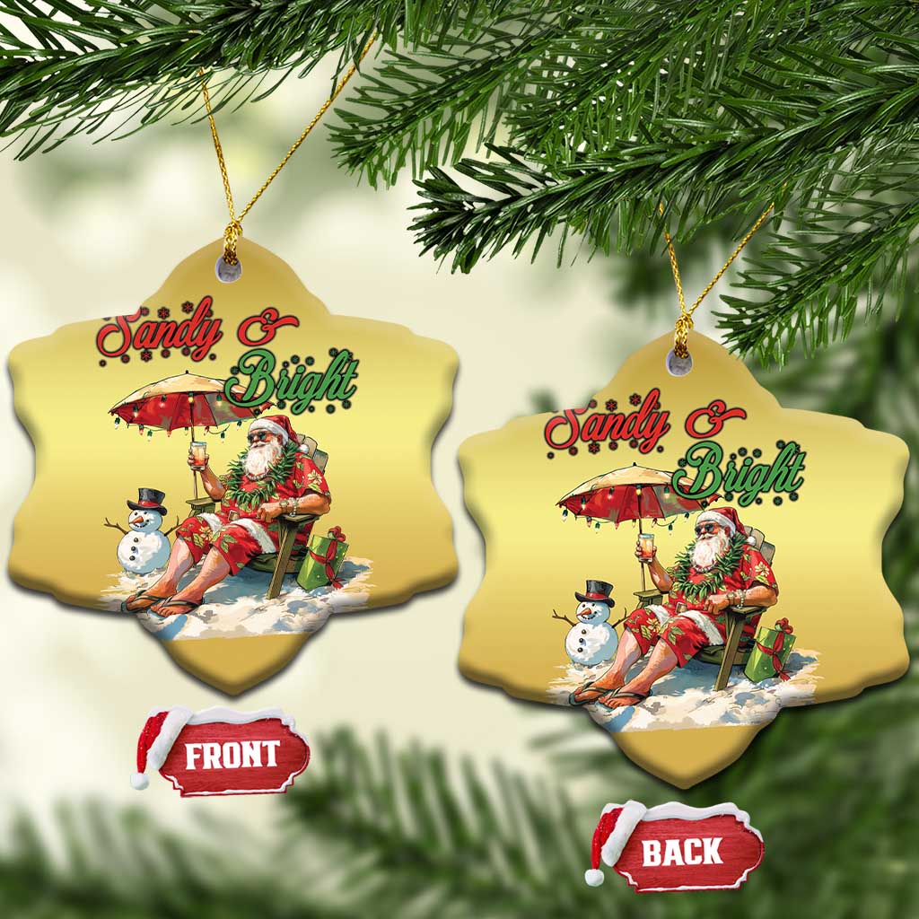 Tropical Xmas Christmas Ornament Sandy And Bright Santa At The Beach - Wonder Print Shop