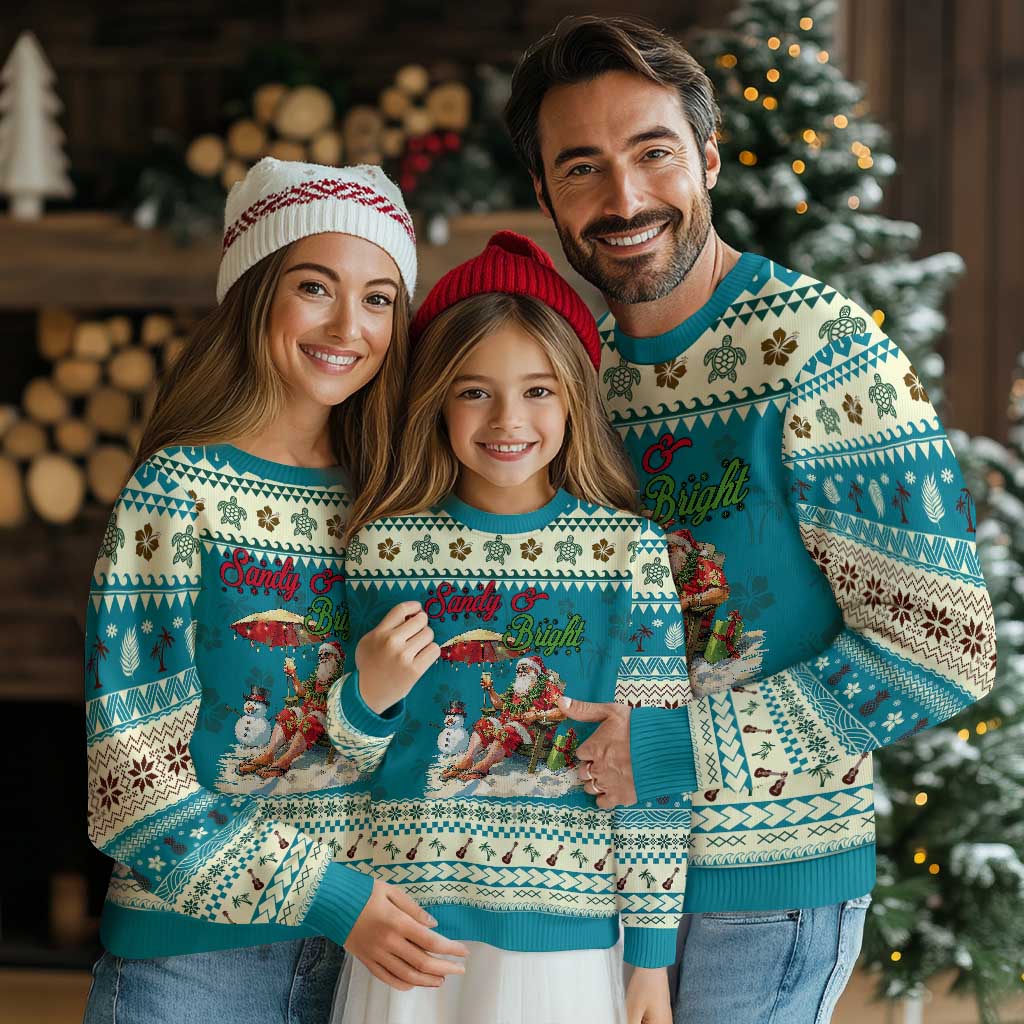 Tropical Xmas Ugly Christmas Sweater Sandy And Bright Santa At The Beach - Wonder Print Shop