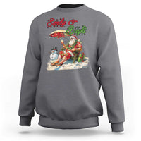 Funny Christmas In July Sweatshirt Sandy And Bright Santa At The Beach - Wonder Print Shop