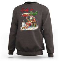 Funny Christmas In July Sweatshirt Sandy And Bright Santa At The Beach - Wonder Print Shop