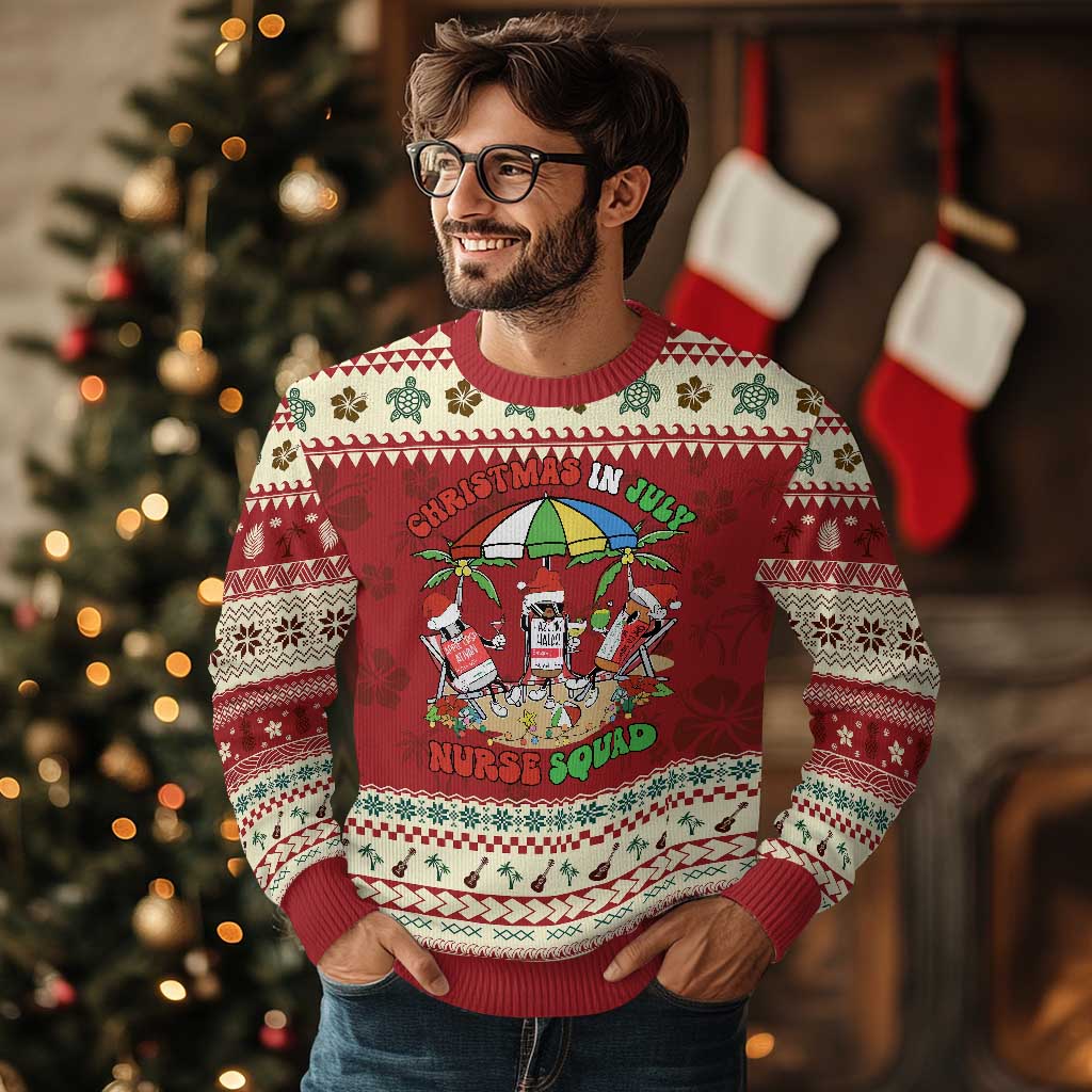 Funny Tropical Xmas Nurse Squad Ugly Christmas Sweater - Wonder Print Shop