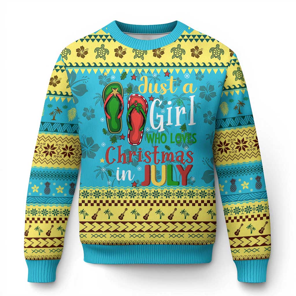 Just A Girl Who Loves Xmas In July Ugly Christmas Sweater - Wonder Print Shop