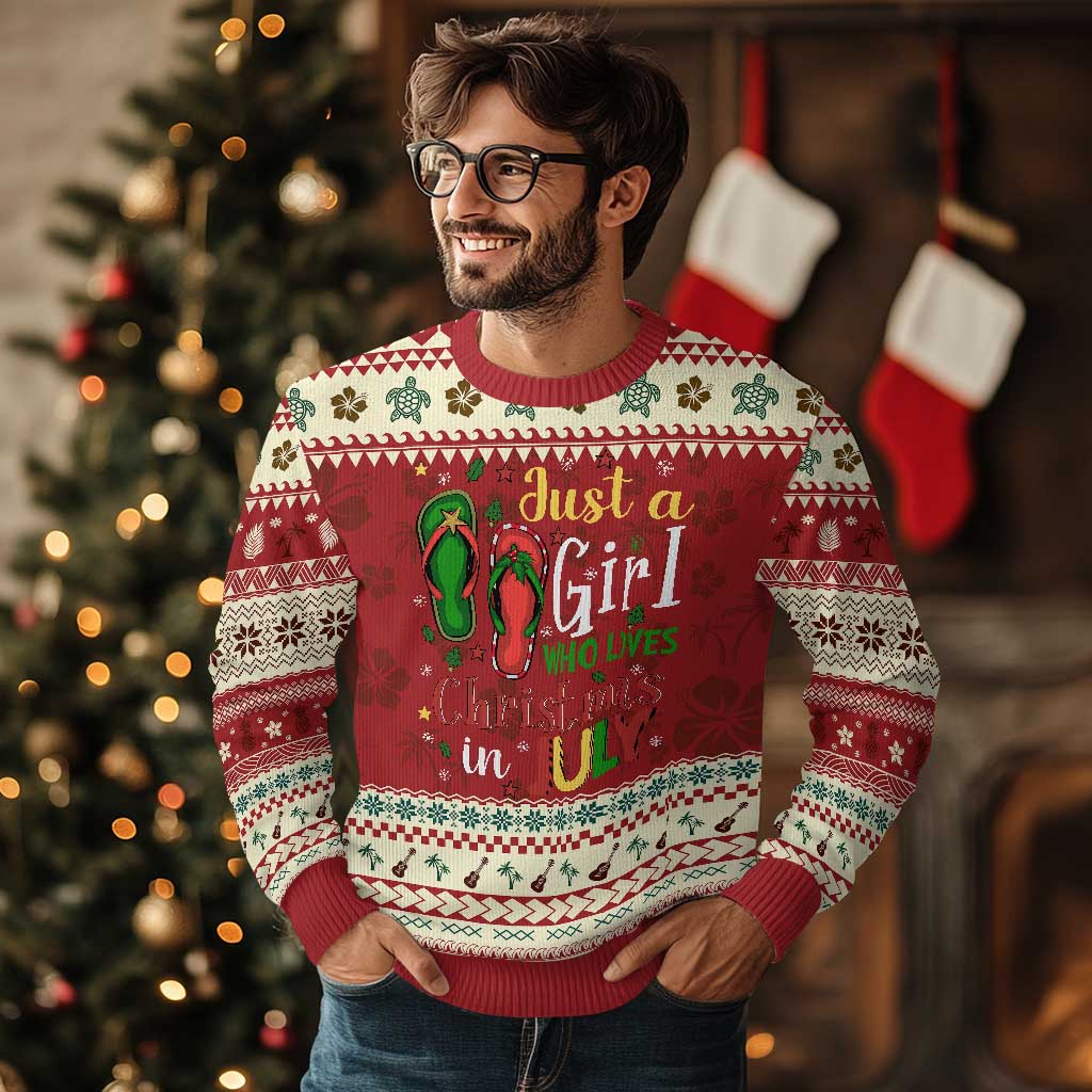 Just A Girl Who Loves Xmas In July Ugly Christmas Sweater - Wonder Print Shop