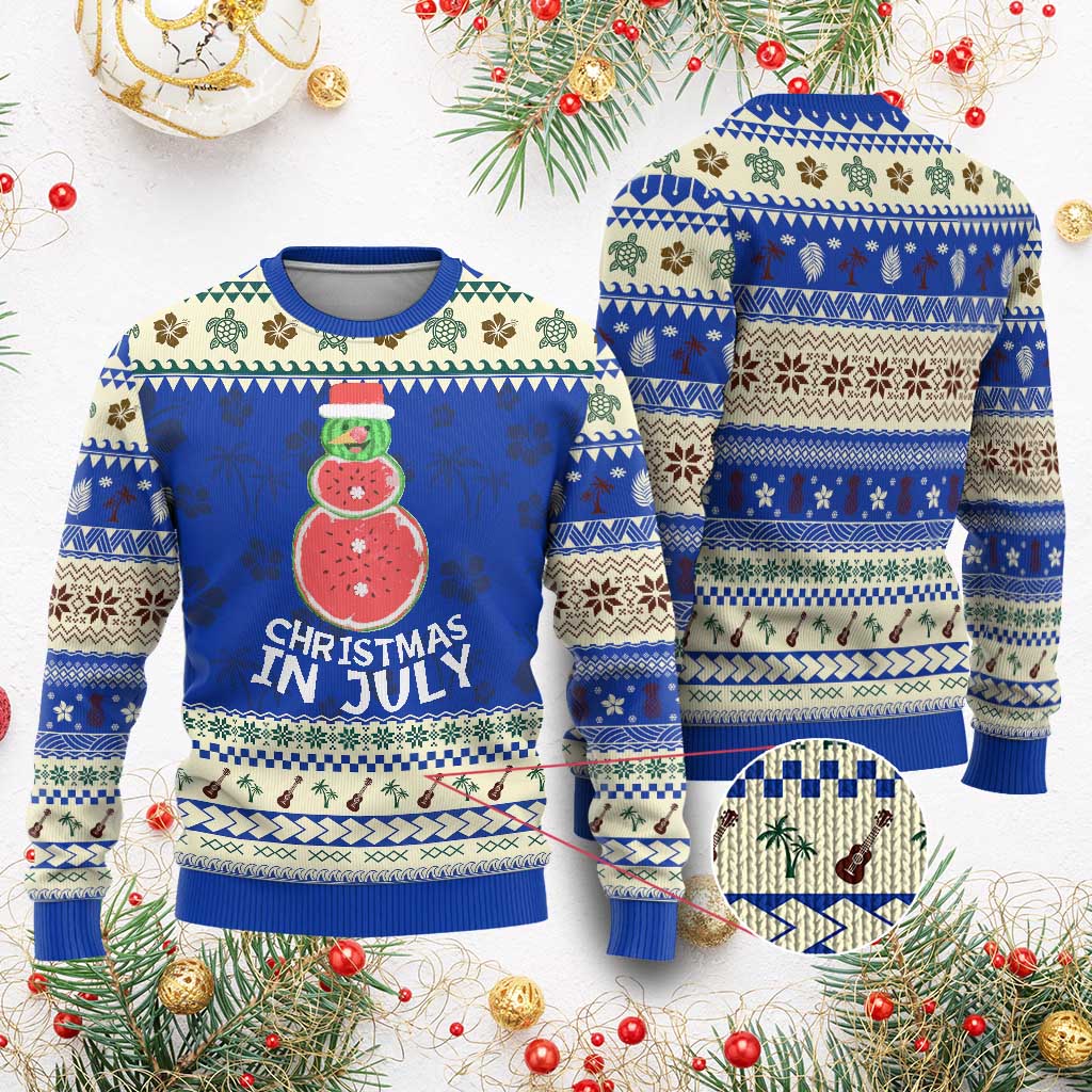 Funny Tropical Xmas Ugly Christmas Sweater Watermelon Summer Snowman - Wonder Print Shop