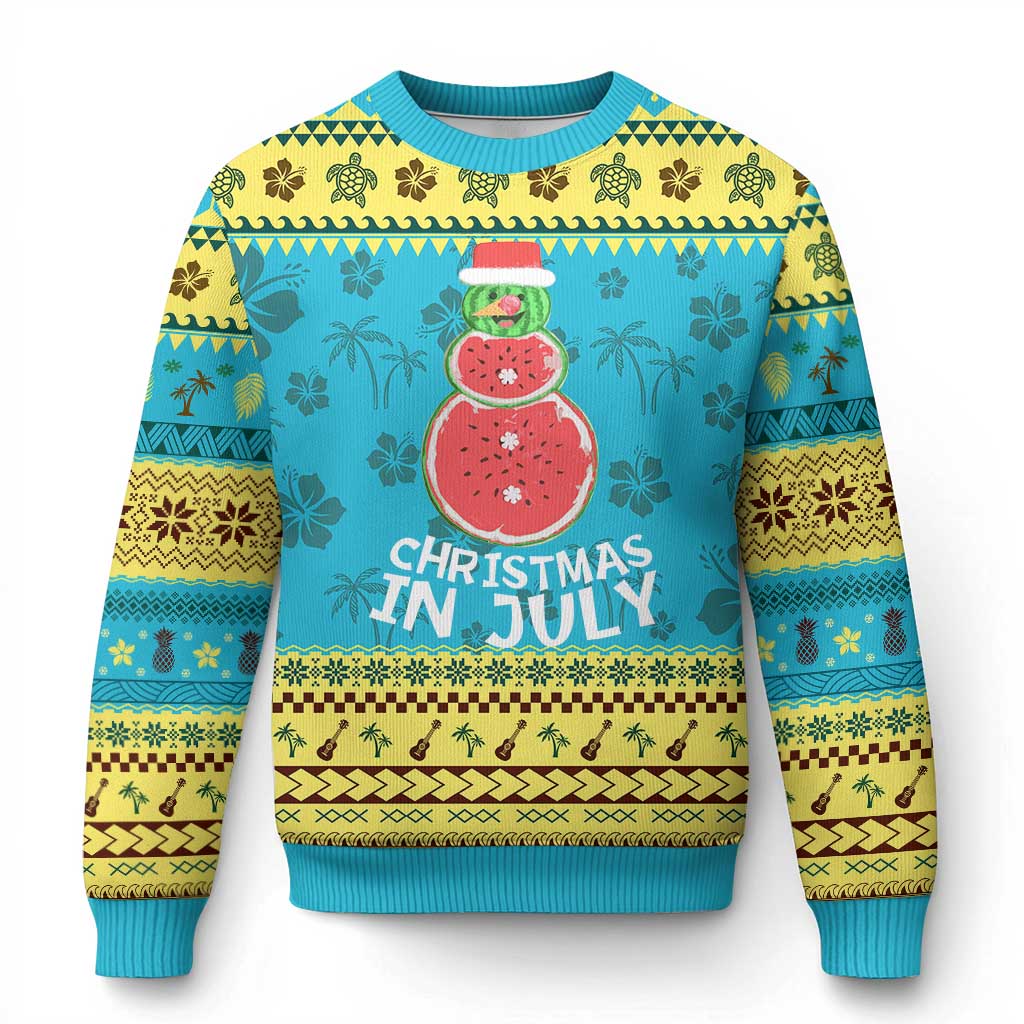 Funny Tropical Xmas Ugly Christmas Sweater Watermelon Summer Snowman - Wonder Print Shop