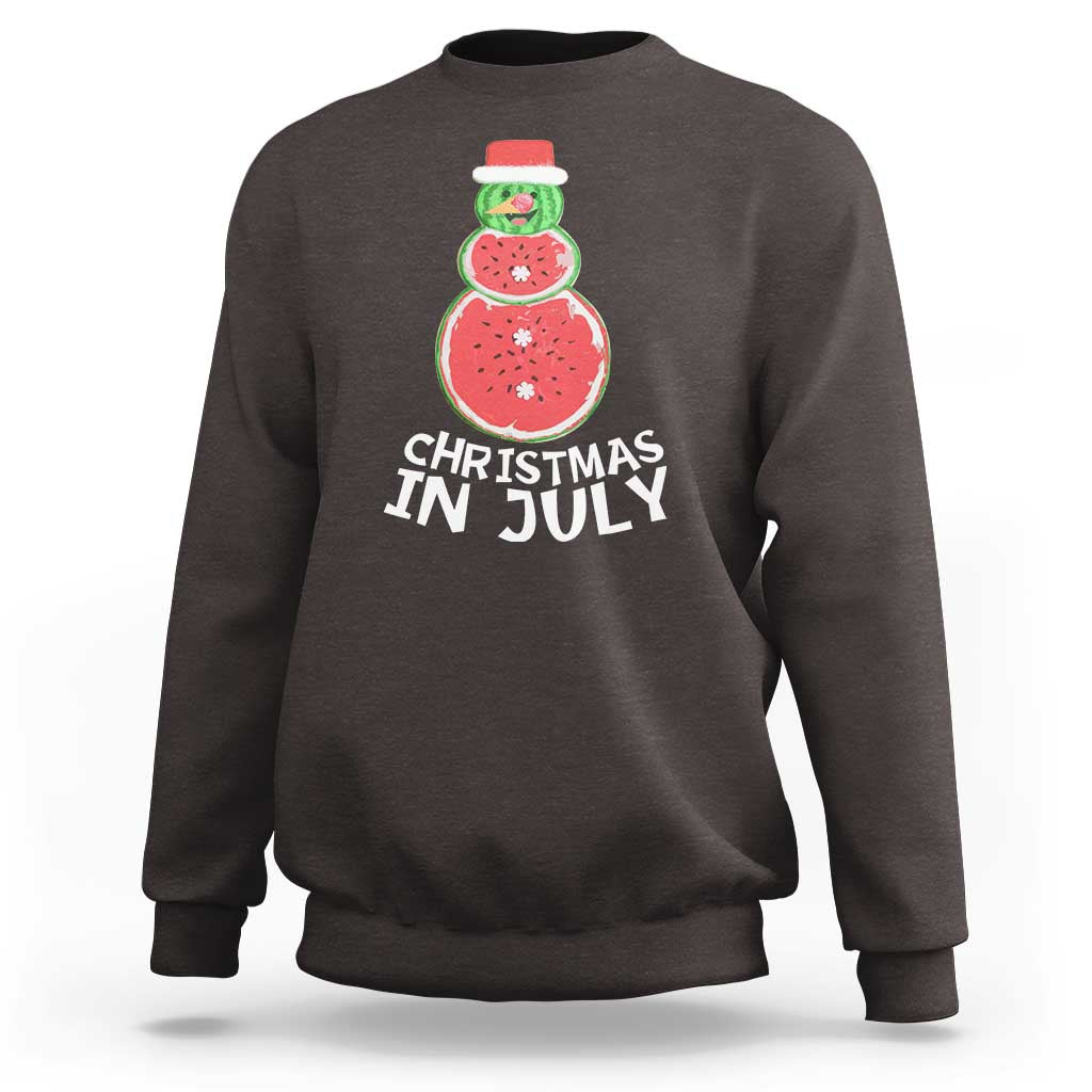 Funny Christmas In July Watermelon Summer Snowman Sweatshirt - Wonder Print Shop