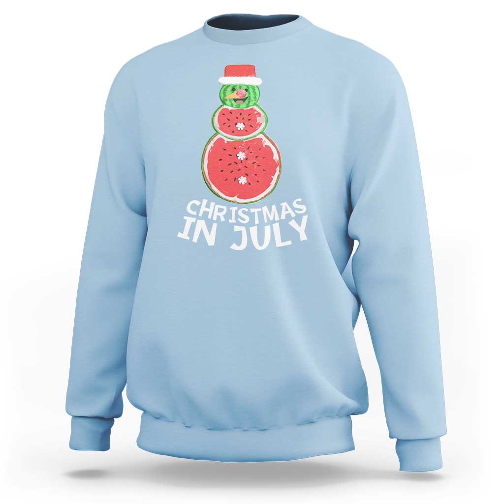Funny Christmas In July Watermelon Summer Snowman Sweatshirt - Wonder Print Shop