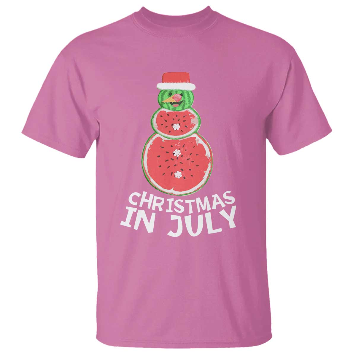 Funny Christmas In July Watermelon Summer Snowman T Shirt - Wonder Print Shop