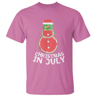 Funny Christmas In July Watermelon Summer Snowman T Shirt - Wonder Print Shop