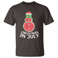 Funny Christmas In July Watermelon Summer Snowman T Shirt - Wonder Print Shop