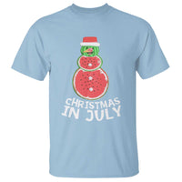 Funny Christmas In July Watermelon Summer Snowman T Shirt - Wonder Print Shop