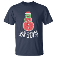 Funny Christmas In July Watermelon Summer Snowman T Shirt - Wonder Print Shop