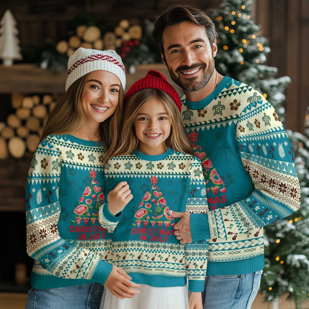 Funny Tropical Xmas Ugly Christmas Sweater Watermelon Summer Christmas Tree - Wonder Print Shop