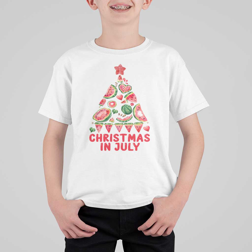 Christmas In July T Shirt For Kid Watermelon Summer Christmas Tree - Wonder Print Shop