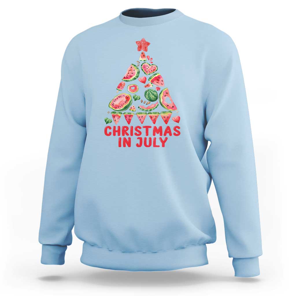 Christmas In July Sweatshirt Watermelon Summer Christmas Tree - Wonder Print Shop