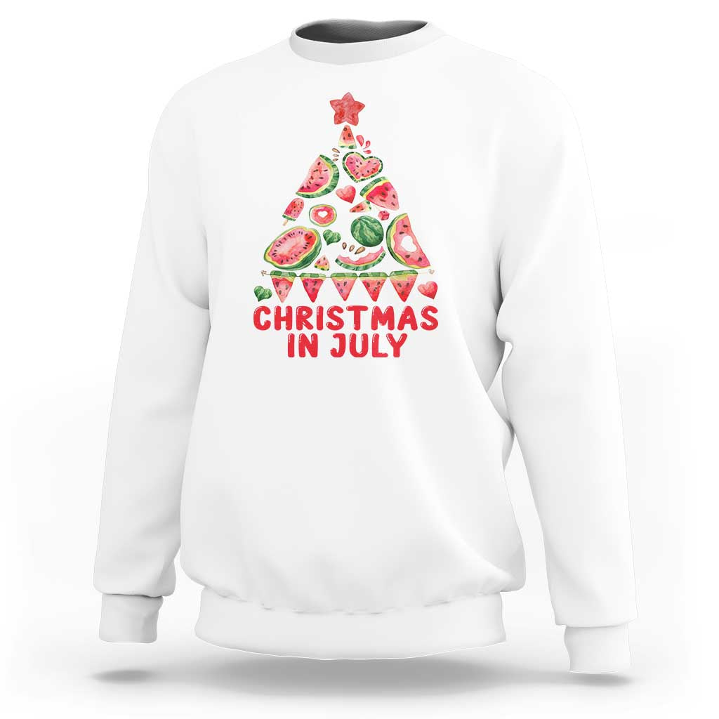 Christmas In July Sweatshirt Watermelon Summer Christmas Tree - Wonder Print Shop
