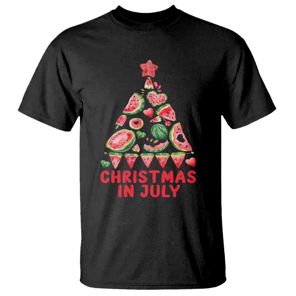 Christmas In July T Shirt Watermelon Summer Christmas Tree - Wonder Print Shop