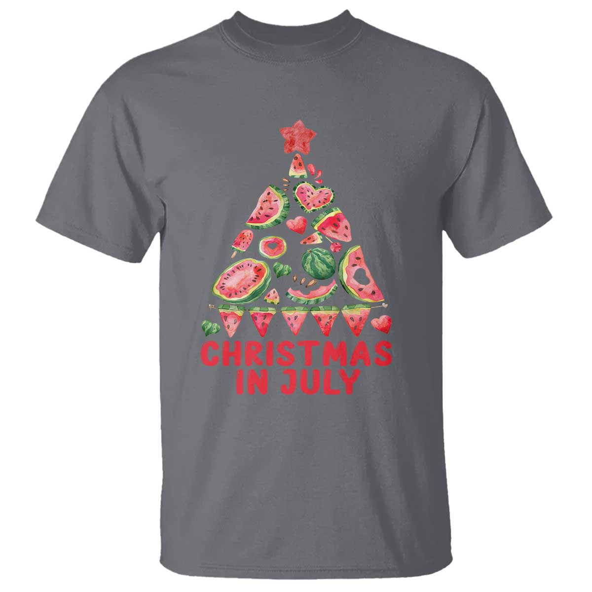 Christmas In July T Shirt Watermelon Summer Christmas Tree - Wonder Print Shop