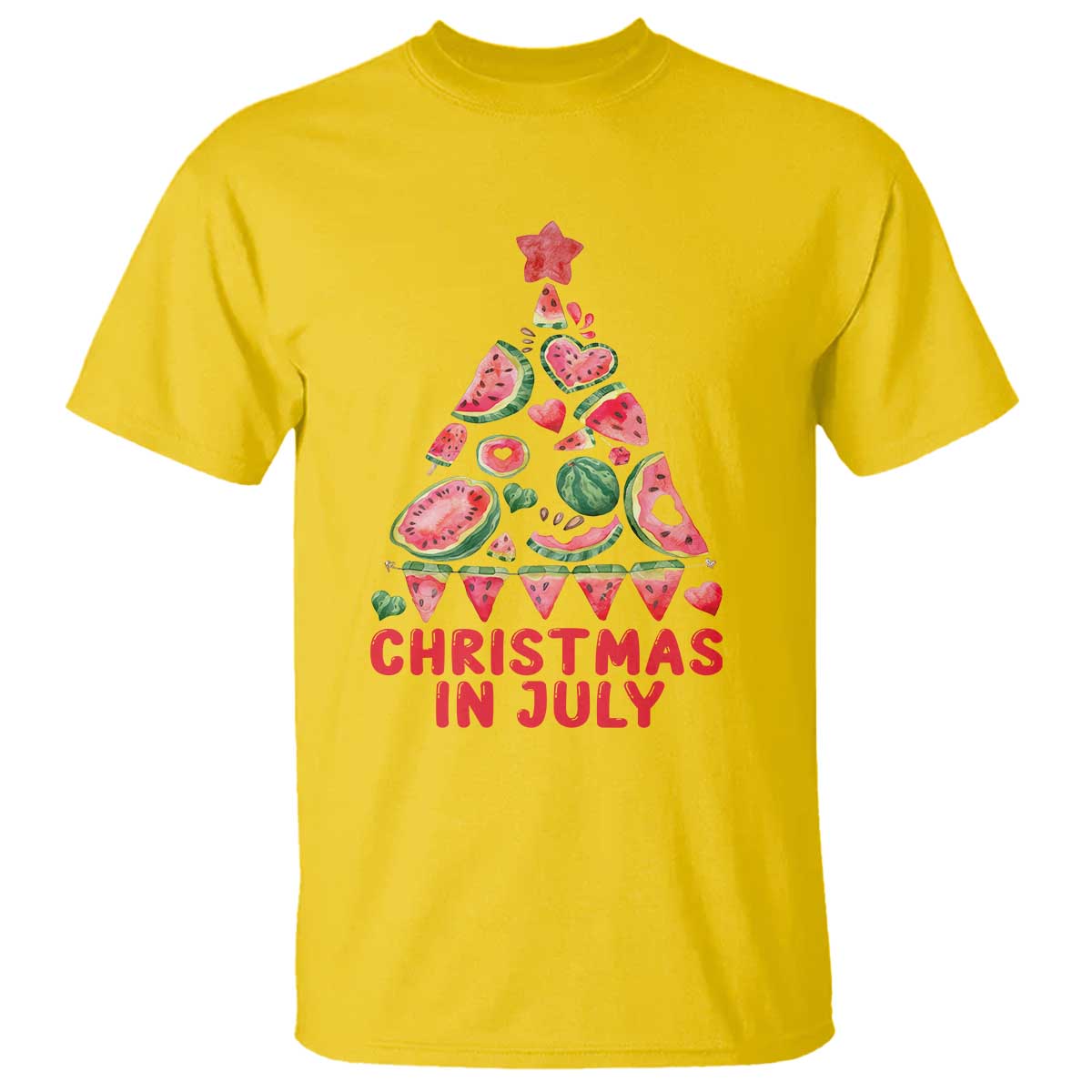 Christmas In July T Shirt Watermelon Summer Christmas Tree - Wonder Print Shop