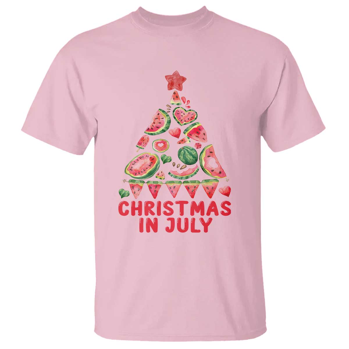 Christmas In July T Shirt Watermelon Summer Christmas Tree - Wonder Print Shop