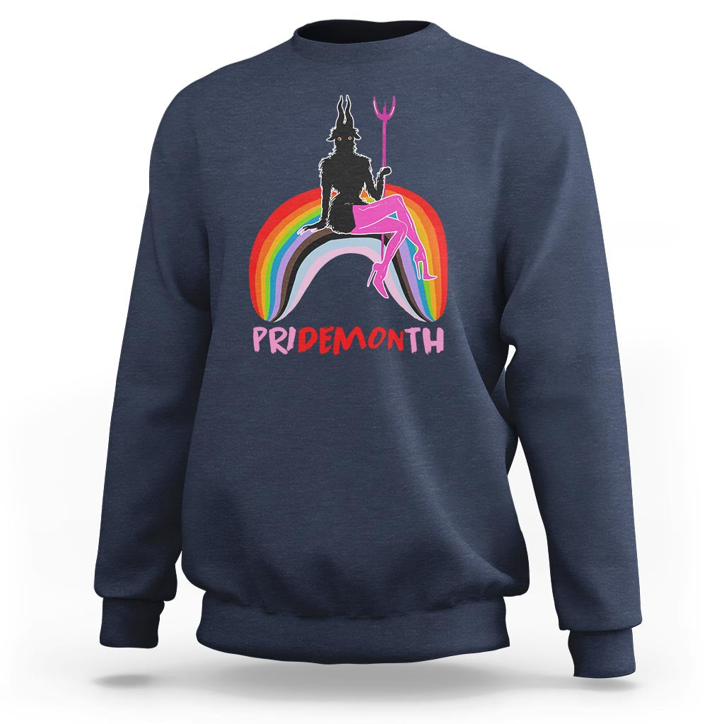 Funny LGBT Pride Sweatshirt Pride Demon Month Rainbow Slay Gay Evil - Wonder Print Shop