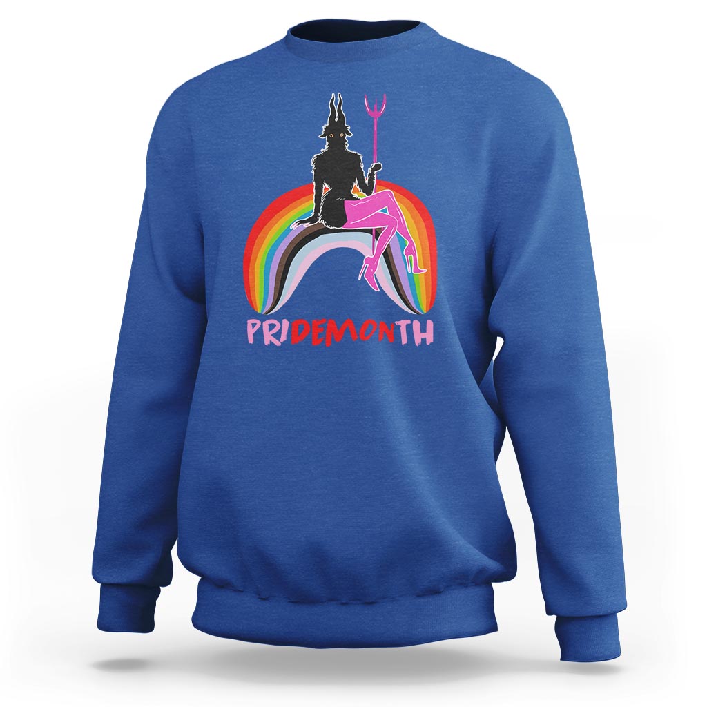 Funny LGBT Pride Sweatshirt Pride Demon Month Rainbow Slay Gay Evil - Wonder Print Shop