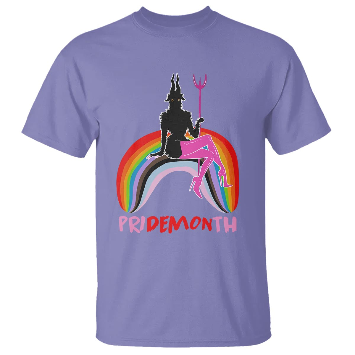 Funny LGBT Pride T Shirt Pride Demon Month Rainbow Slay Gay Evil - Wonder Print Shop