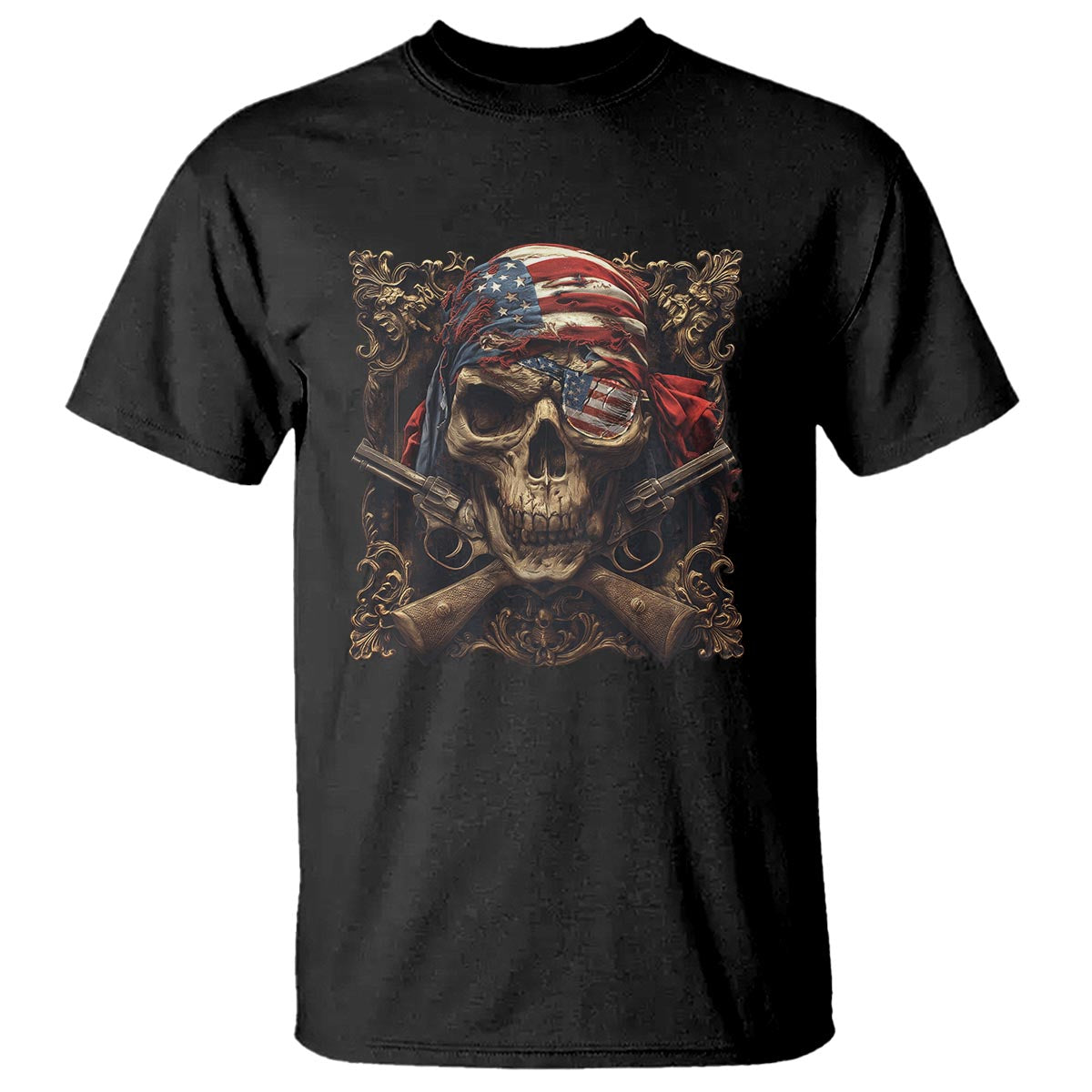 Funny Pirate 4th Of July T Shirt Patriotic America Flag Skull - Wonder Print Shop