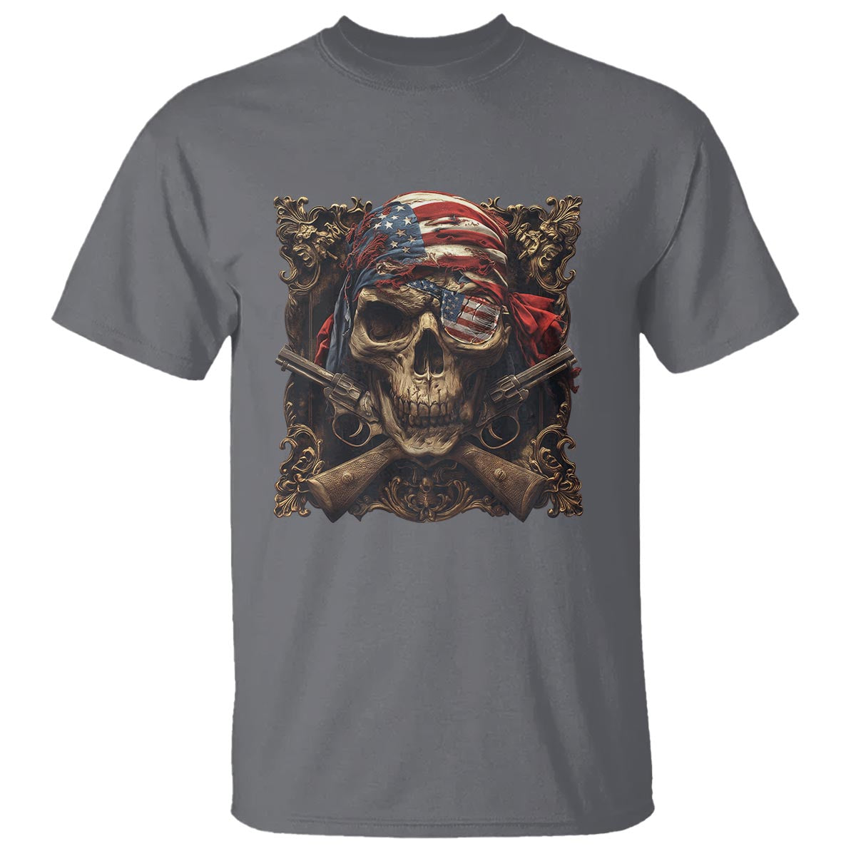 Funny Pirate 4th Of July T Shirt Patriotic America Flag Skull - Wonder Print Shop