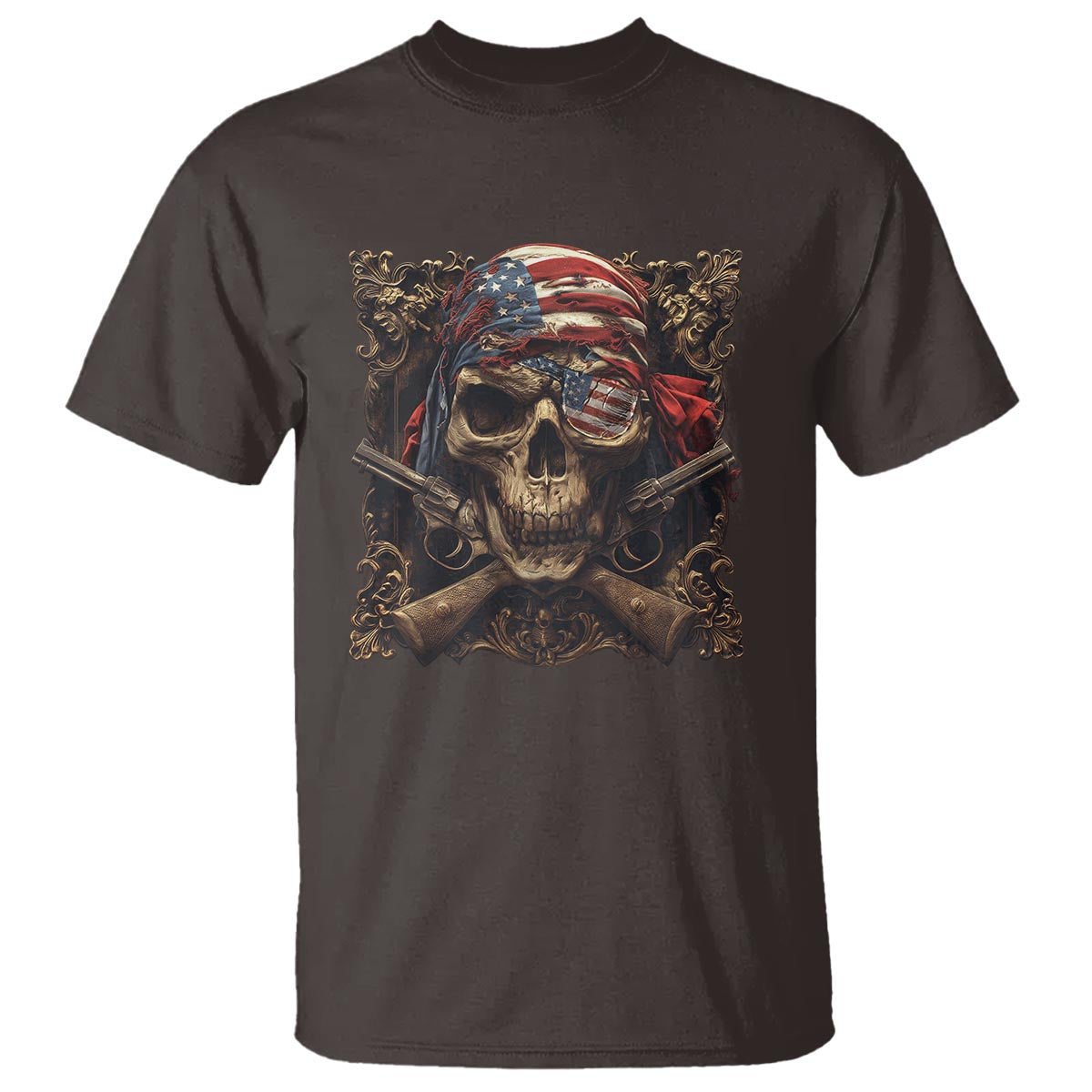Funny Pirate 4th Of July T Shirt Patriotic America Flag Skull - Wonder Print Shop
